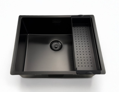 Pure.Sink Prestige dřez 50x40 cm PVD Gun Metal 10mm radius spodní montáž, plochá montáž a horní montáž PPG5040-61.
