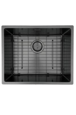 Pure.Sink Prestige dřez 50x40 cm PVD Gun Metal 10mm radius spodní montáž, plochá montáž a horní montáž PPG5040-61.