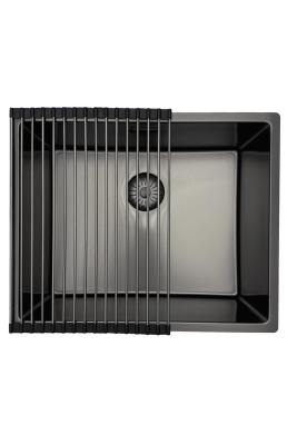 Pure.Sink Prestige dřez 50x40 cm PVD Gun Metal 10mm radius spodní montáž, plochá montáž a horní montáž PPG5040-61.