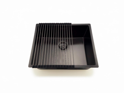 Pure.Sink Prestige dřez 50x40 cm PVD Gun Metal 10mm radius spodní montáž, plochá montáž a horní montáž PPG5040-61.