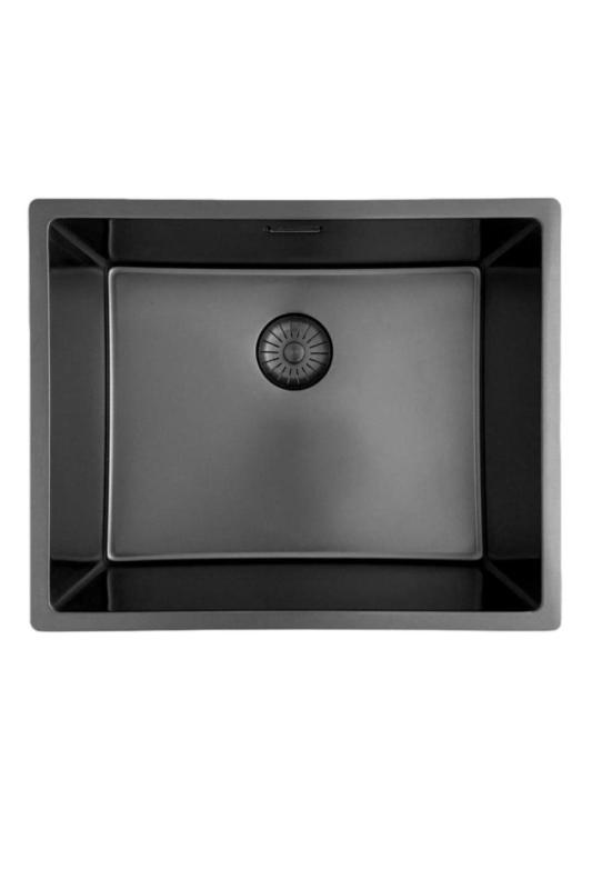 Pure.Sink Prestige dřez 50x40 cm PVD Gun Metal 10mm radius spodní montáž, plochá montáž a horní montáž PPG5040-61.