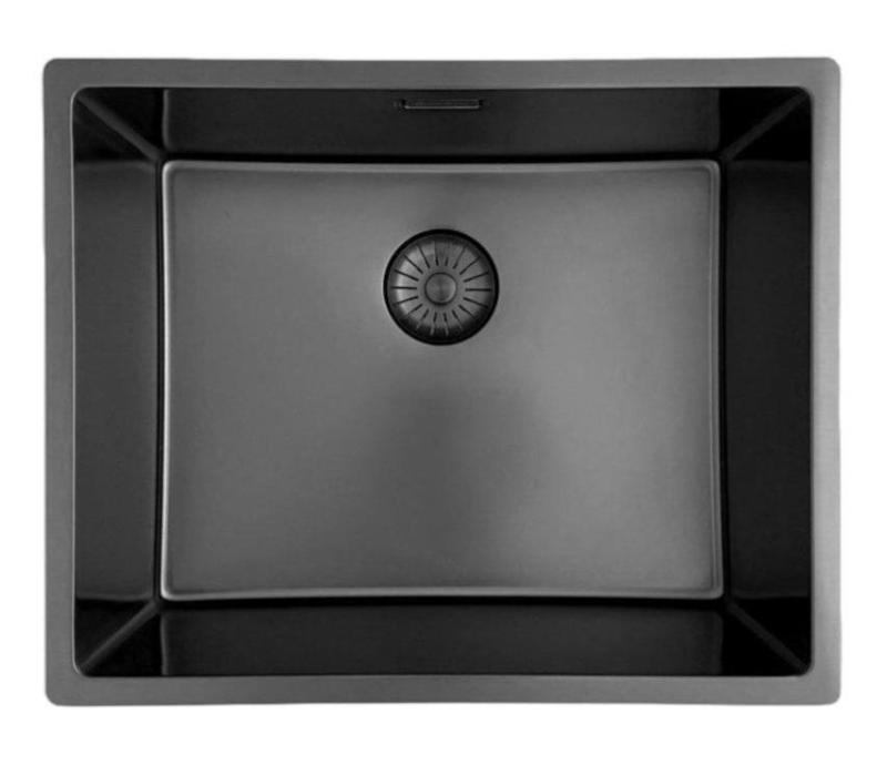 Pure.Sink Prestige dřez 50x40 cm PVD Gun Metal 10mm radius spodní montáž, plochá montáž a horní montáž PPG5040-61.