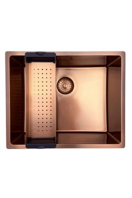 Pure.Sink Prestige dřez 50x40 cm PVD Měď 10mm radius spodní montáž, plochá montáž a horní montáž PPG5040-62.