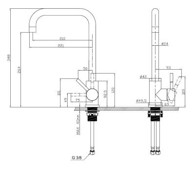 Pure.Sink Elite Steel Pure kuchyňská baterie PVD Gun metal PS8010-61