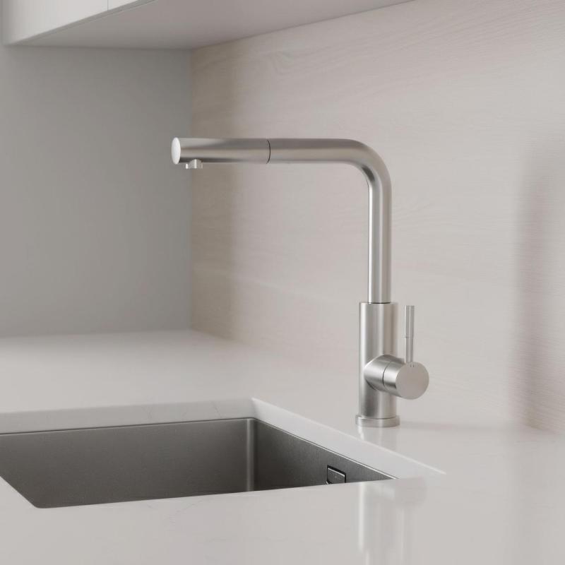Pure.Sink Elite Steel Spark-S kuchyňská baterie z nerezové oceli s výsuvným výtokem PS8041-02
