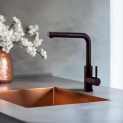 Pure.Sink Elite Steel Spark-S kuchyňská baterie Matná černá s výsuvnou hubicí PS8041-10