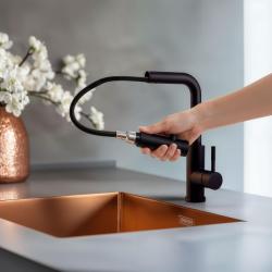 Pure.Sink Elite Steel Spark-S kuchyňská baterie Matná černá s výsuvnou hubicí PS8041-10