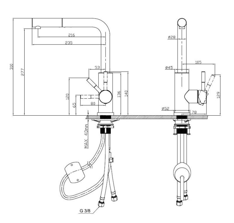 Pure.Sink Elite Steel Spark-S kuchyňská baterie Matná černá s výsuvnou hubicí PS8041-10