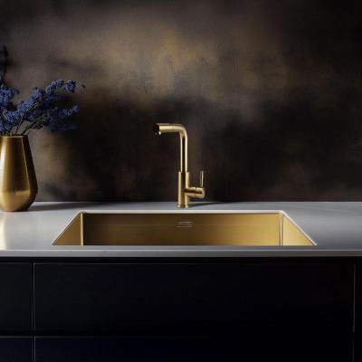 Pure.Sink Elite Steel Spark-S kuchyňská baterie PVD kartáčované zlato s výsuvnou hubicí PS8041-60.