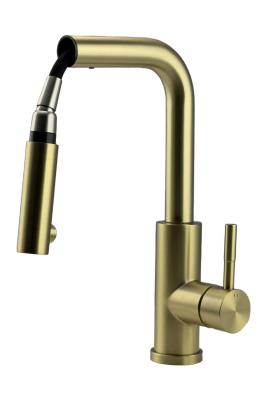 Pure.Sink Elite Steel Spark-S kuchyňská baterie PVD kartáčované zlato s výsuvnou hubicí PS8041-60.