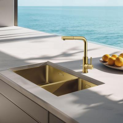 Pure.Sink Elite Steel Spark-S kuchyňská baterie PVD kartáčované zlato s výsuvnou hubicí PS8041-60.