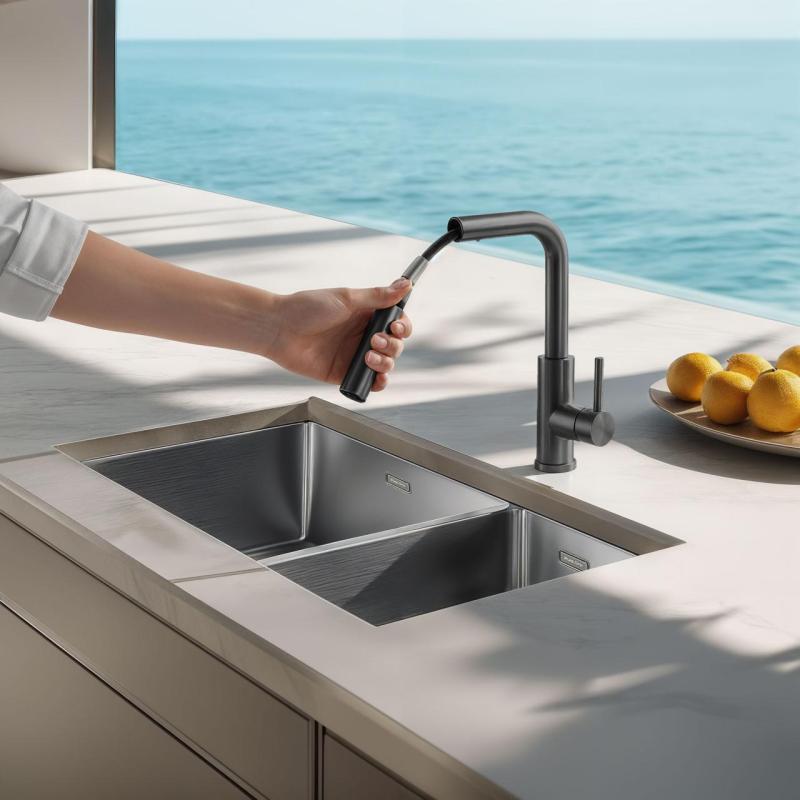 Pure.Sink Elite Steel Spark-S kuchyňská baterie PVD Gun Metal s výsuvnou hubicí PS8041-61