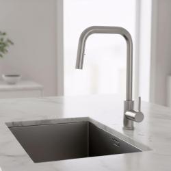 Pure.Sink Elite Steel Crystal-S kuchyňská baterie z nerezové oceli s výsuvnou výpustí PS8050-02.