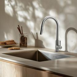 Pure.Sink Elite Steel Stream-S kuchyňská baterie z nerezové oceli s výsuvnou hubicí PS8045-02