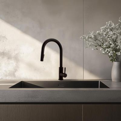 Pure.Sink Elite Steel Stream-S kuchyňská baterie Matná černá s výsuvným výtokem PS8045-10