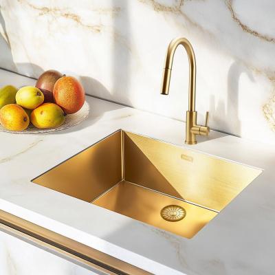 Pure.Sink Elite Steel Stream-S kuchyňská baterie PVD kartáčované zlato s výsuvnou výpustí PS8045-60.