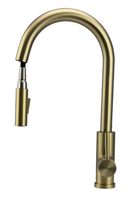 Pure.Sink Elite Steel Stream-S kuchyňská baterie PVD kartáčované zlato s výsuvnou výpustí PS8045-60.