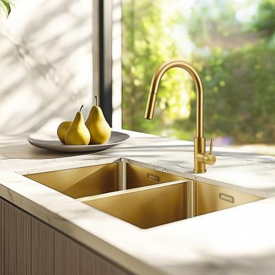 Pure.Sink Elite Steel Stream-S kuchyňská baterie PVD kartáčované zlato s výsuvnou výpustí PS8045-60.