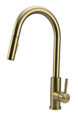Pure.Sink Elite Steel Stream-S kuchyňská baterie PVD kartáčované zlato s výsuvnou výpustí PS8045-60.