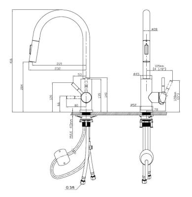 Pure.Sink Elite Steel Stream-S kuchyňská baterie PVD Gun metal s výsuvnou výpustí PS8045-61