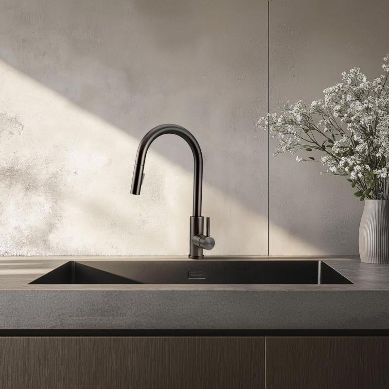 Pure.Sink Elite Steel Stream-S kuchyňská baterie PVD Gun metal s výsuvnou výpustí PS8045-61