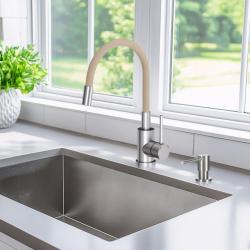 Quadri Bristol kuchyňská baterie z nerezové oceli s flexibilním béžovým výtokem 1208967664