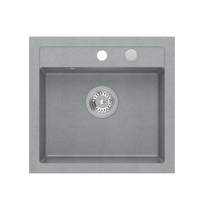 Quadri Londýn Granit Šedý Dřez 50x47cm s Otvorem pro Baterii Na Desku - 1208967727