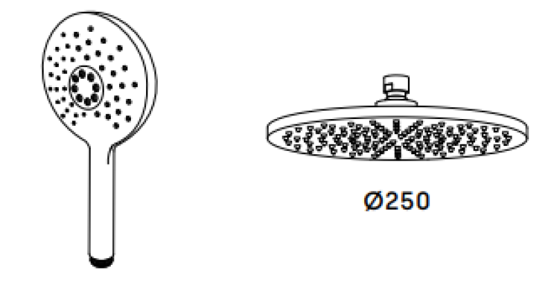 Waterevolution Flow termostatická sprchová kombinace s dešťovou sprchou chrom 250mm kulatá T141TNR2501
