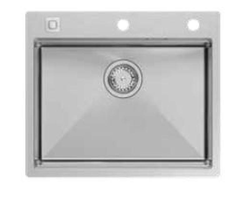Aquadesign Vesta Nerezový Dřez 580x485 cm Sestavení a Ploché Vestavění s Bankem pro Otvor na Baterii, včetně Nerezové Zátky a Příslušenství - 1208967763