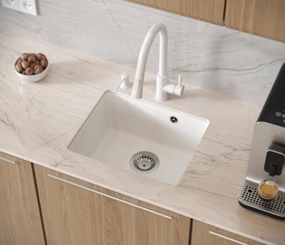 Quadri Elston Bílý Žulový Podstavný Dřez 420x335mm s Nerezovou Zátkou 1208967776