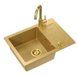 Quadri Kendal Set met Keukenkraan, Vloeistofdispenser en Granieten Goudkleurige Spoelbak 60x44 cm met Afdruipgedeelte en Gouden plug en Overloop - 1208967842

Quadri Kendal set s kuchyňskou b