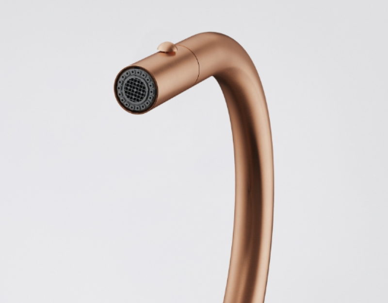 Franke Mythos Masterpiece Kuchyňská baterie Měď s J-ramenem a výsuvnou sprchovou hlavicí - 115.0711.557