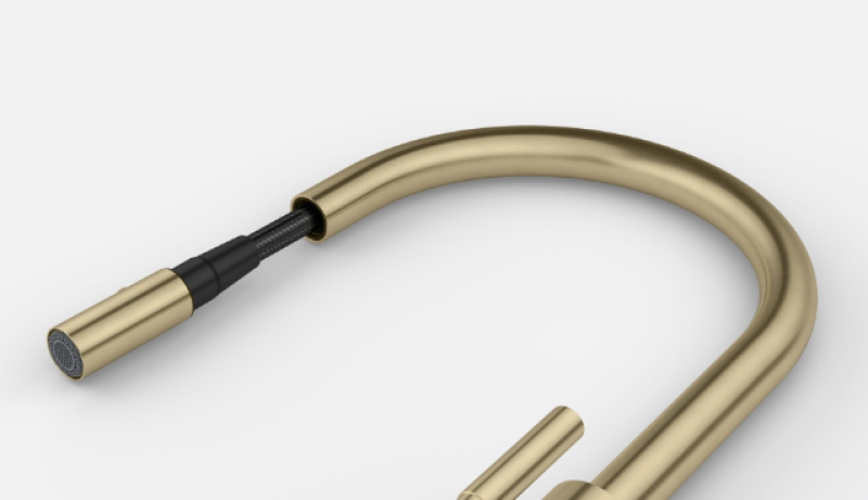 Franke Mythos Masterpiece Kuchyňská baterie Zlatá s J-výtokem a Vytahovací sprchovou hlavicí - 115.0711.558