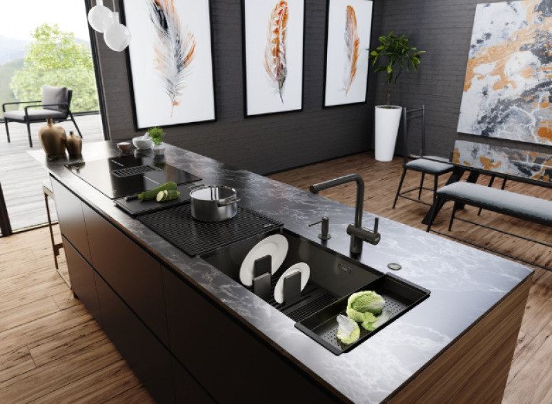 Franke Mythos Masterpiece BXM 210.68 Velký dřez Gun Metal PVD Antracit 685x410mm pro plochou a spodní montáž - 127.0676.885