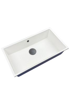GraniteMy Universal Velký Bílý Žulový Dřez 74x40 cm s uzávěrem v odstínu gun metal - 1208967895