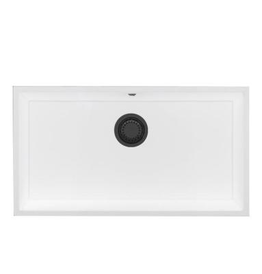 GraniteMy Universal Velký Bílý Žulový Dřez 74x40 cm s uzávěrem v odstínu gun metal - 1208967895