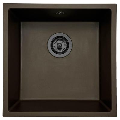 GraniteMy Universal Café Granitový Dřez 40x40 cm montáž na desku, pod montáž a rovná montáž s gun metal zátkou - 1208967917