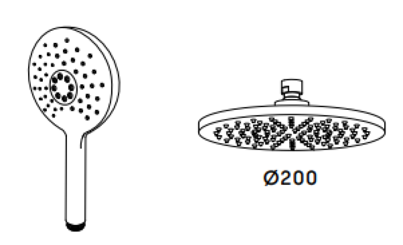 Waterevolution Flow třícestná sprchová baterie s horní sprchou a kulatou ruční sprchou RVS T131NRIE