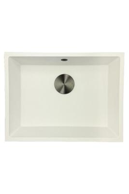 GraniteMy Universal Granitový Bílý Dřez 55x40 cm nástavba, podstavba a plochá montáž s uzávěrem gun metal - 1208967933