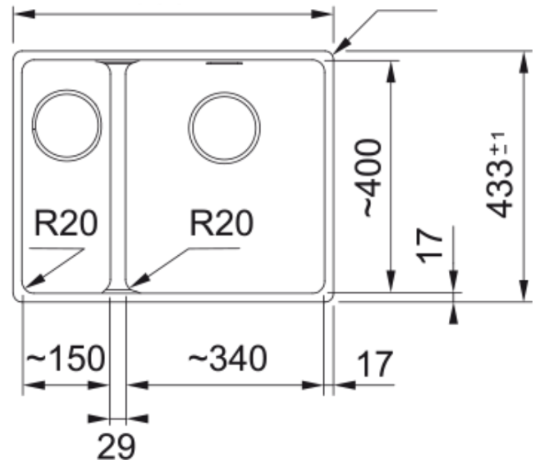 Franke Maris MRG 160-34-15 Fragranite Slate Grey Umyvadlo šedá tmavá Pravá strana Podstavba 125.0714.607