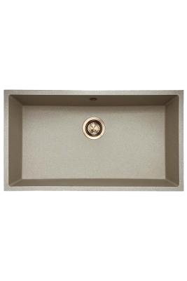 GraniteMy Universal žulový béžový pískový dřez 74x40 cm, povrchová montáž, podstavná montáž a zapuštěná montáž s měděnou zátkou 1208968019