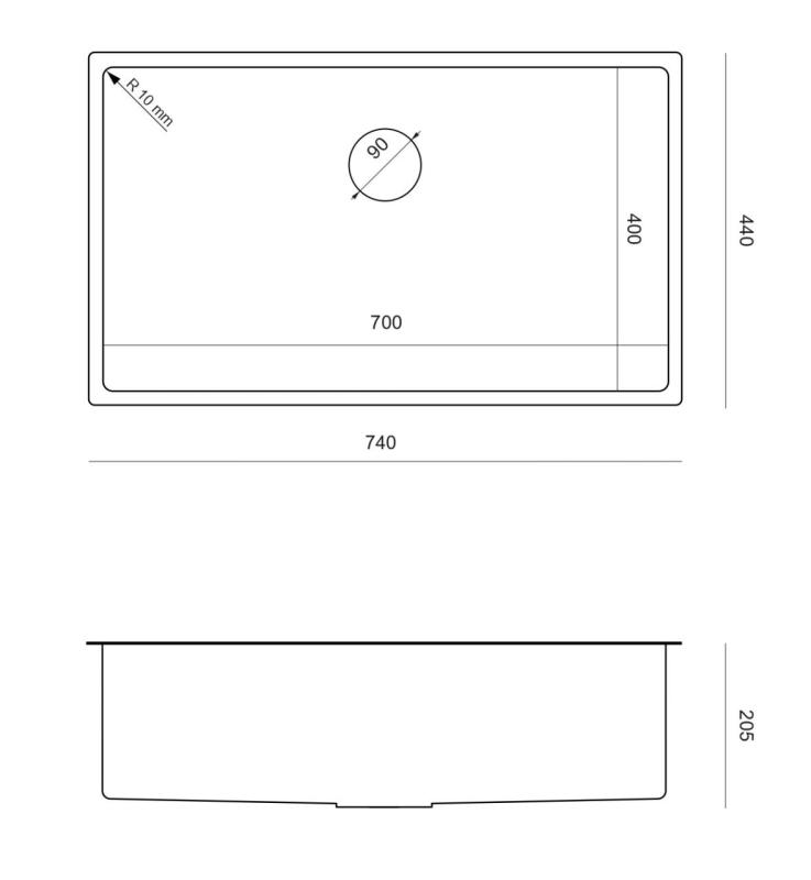 Aquadesign Zara Dřez Měď 74x44cm Podstavný, Plochý a Nadstavný s Měděnou Zátkou - 1208969510