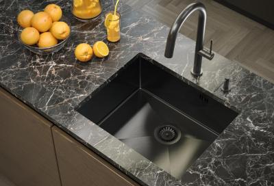 Aquadesign Zara Dřez Gun metal 54x44cm Podstavba, Vestavba a Stavba s Gun metal Zátkou - 1208969511