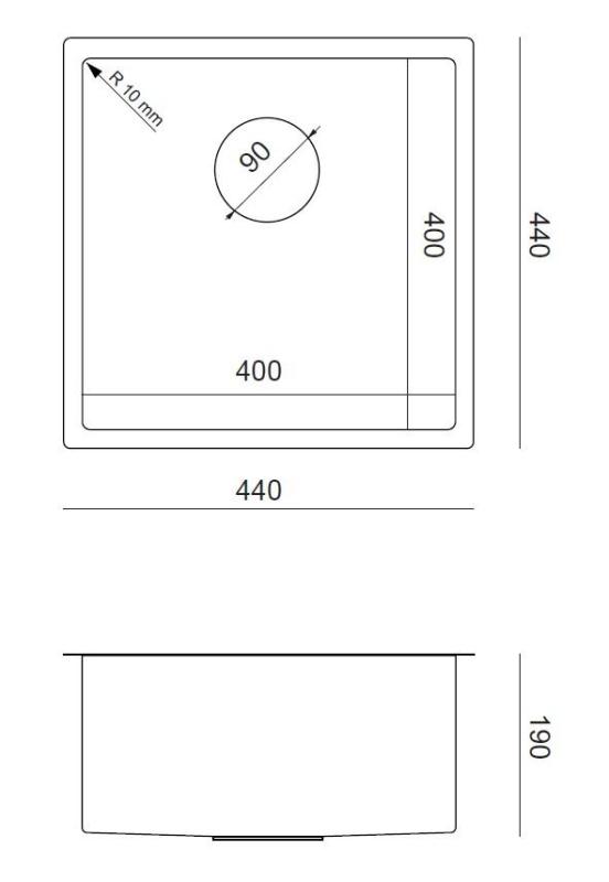 Aquadesign Zara Dřez Měď 44x44cm Podstavba, Rovná Montáž a Nástavba s Měděnou Zátkou - 1208969515