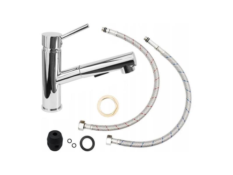 Granitová kuchyňská baterie Ceres Chrom s výsuvnou hubicí a dvojitou funkcí ruční sprchy 1208969535.