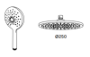 Waterevolution Flow drie-weg douchemengkraan met hoofddouche diameter 250mm en ronde handdouche Messing T131NR25LE