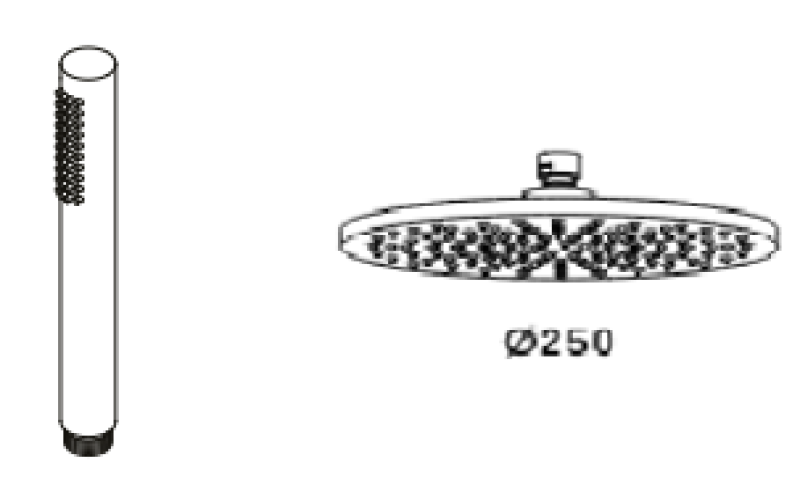 Waterevolution Flow termostatická třícestná sprchová baterie s ruční a hlavovou sprchou měď 250mm T131TN25CPE