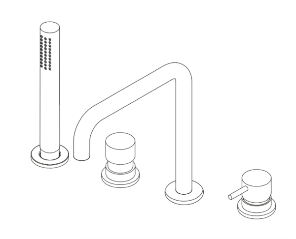 Waterevolution Flow 4-otvorová vanová baterie pro montáž na okraj vany chrom H T138H01