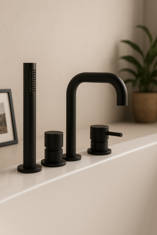 Waterevolution Flow 4-otvorová koupelnová baterie pro montáž na okraj vany Černá H T138HPR