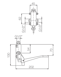 PB Pedal Line nožní kohoutek chrom pro montáž na stěnu 1208969754